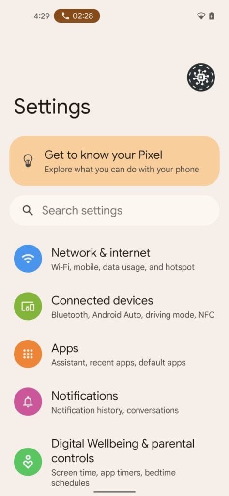 Android 12 Beta 2 adds a talk time chip to the status bar
