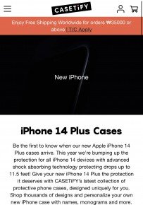 CASETiFY also listing Plus cases