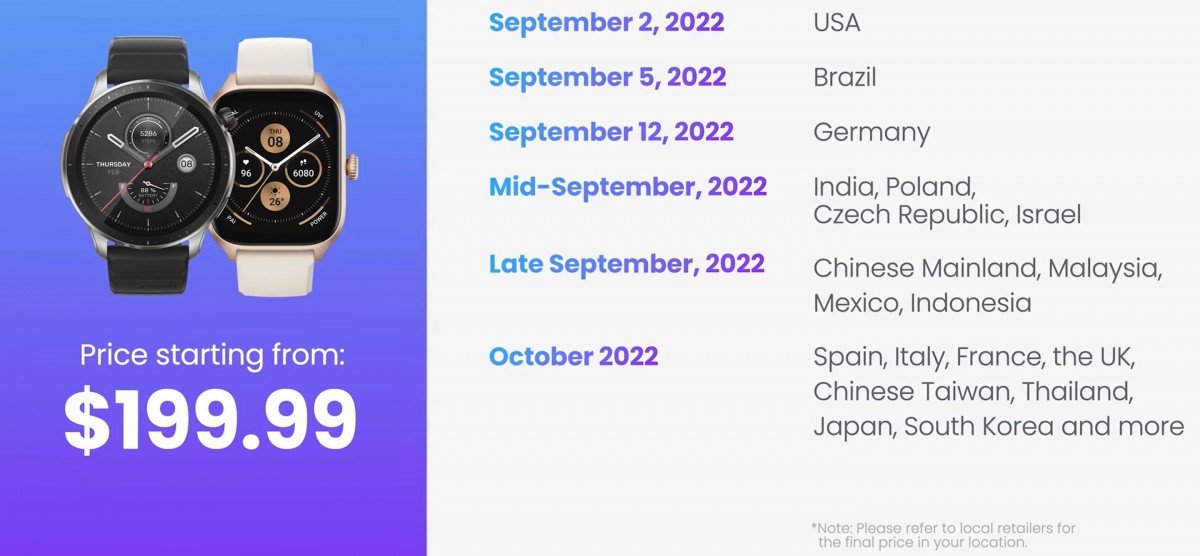 Amazfit GTR 4 and GTS 4 go official with AMOLED screens, fall detection, and Bluetooth calling