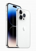 iPhone 14 and 14 Pro in space gray, silver, gold, and deep purple