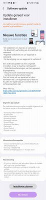 The Samsung Galaxy S10 series update notification (in Dutch)