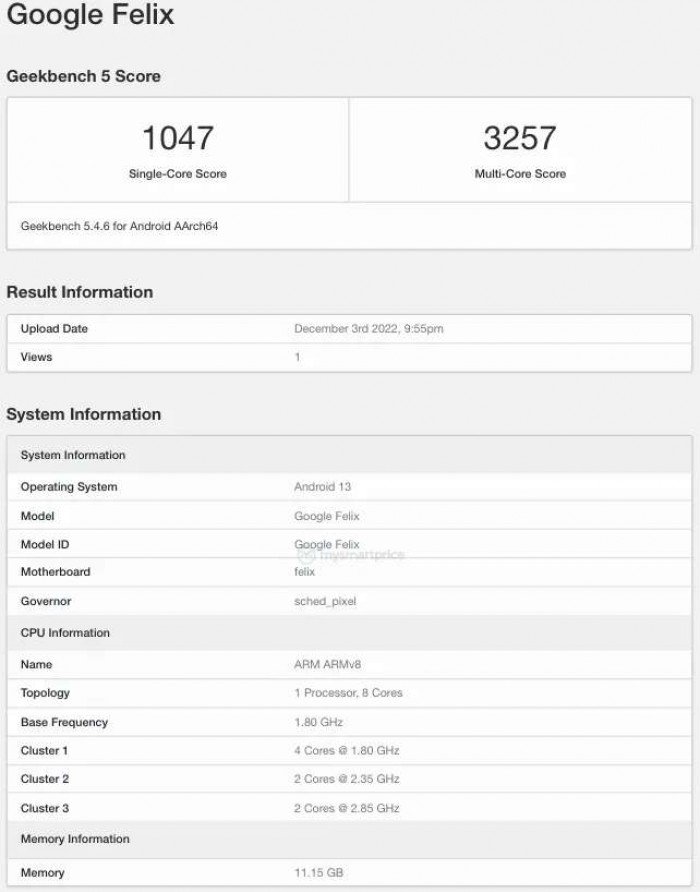 Google's Pixel Fold may have just run Geekbench under the Felix moniker