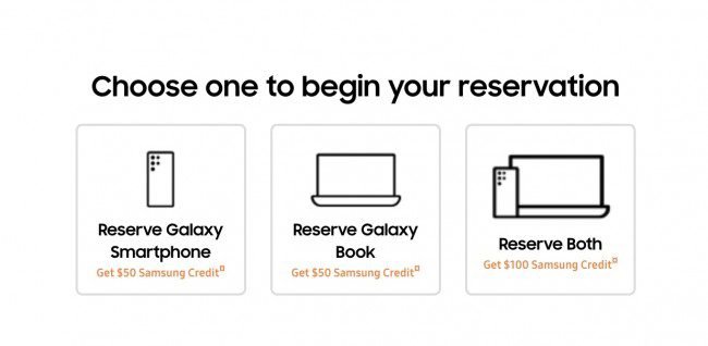 Samsung US reservation options